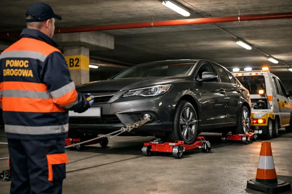 wyciąganie aut z parkingów podziemnych w Warszawie